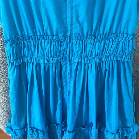 Lilly Pulitzer Elina Stretch Cotton Dress Tiered Ruffle In Blue Size 0 - Picture 9 of 9